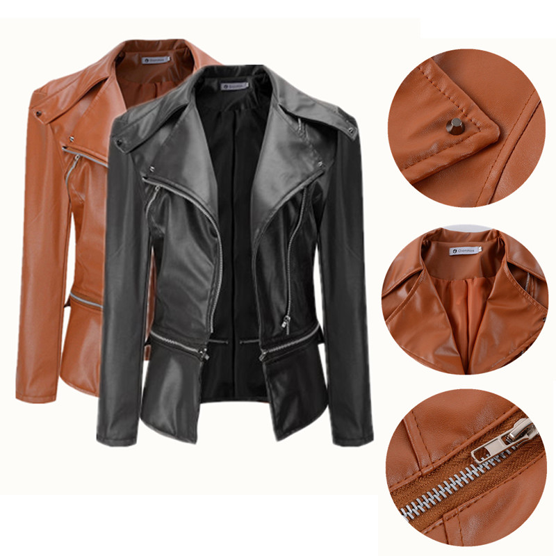 ladies faux leather jacket